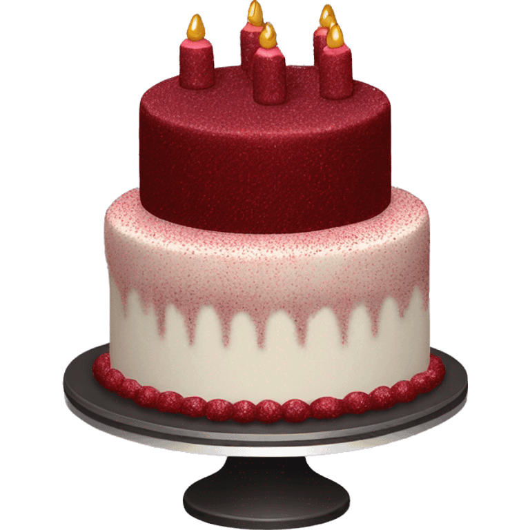 a dark red velvet glittery cake  emoji