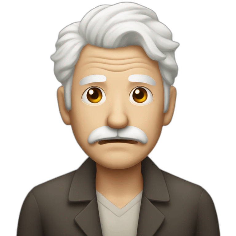 Face of an old man with white hair and mustach who is demoralized emoji