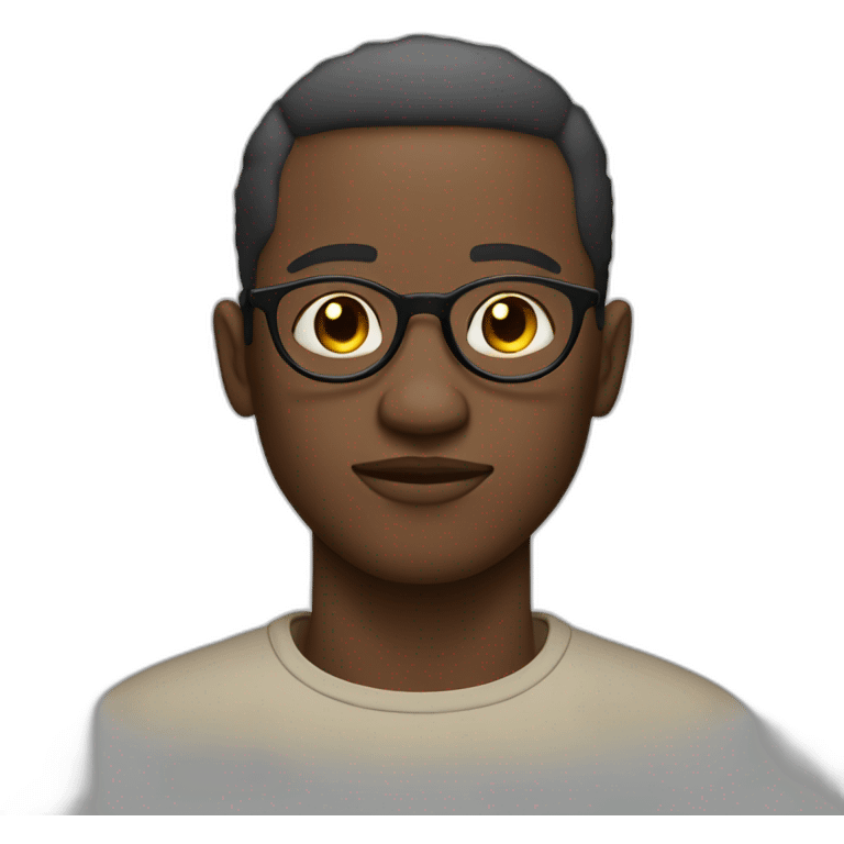 Lights skin African man with short hair in round glasses and a noticeable goatte emoji