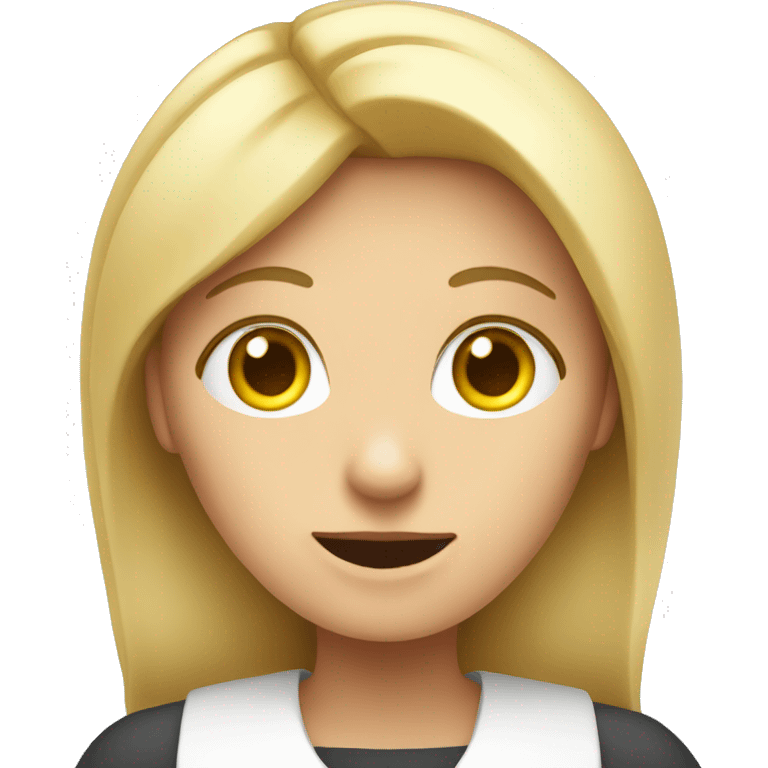 A blonde lady telling people to complete their timesheet emoji