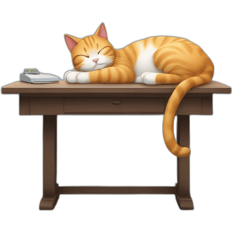 A cat sleeping on a desk emoji