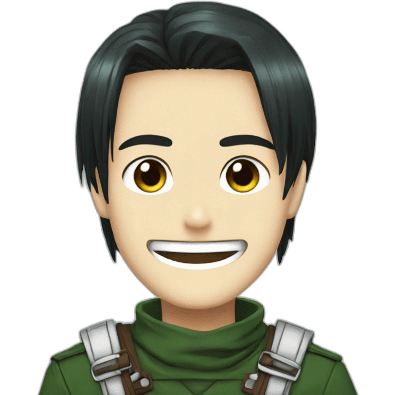 smile Levi of Attack titan wears forest-green clothes emoji