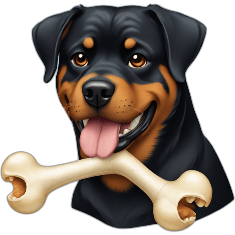 Rottweiler dog with bone in mouth emoji