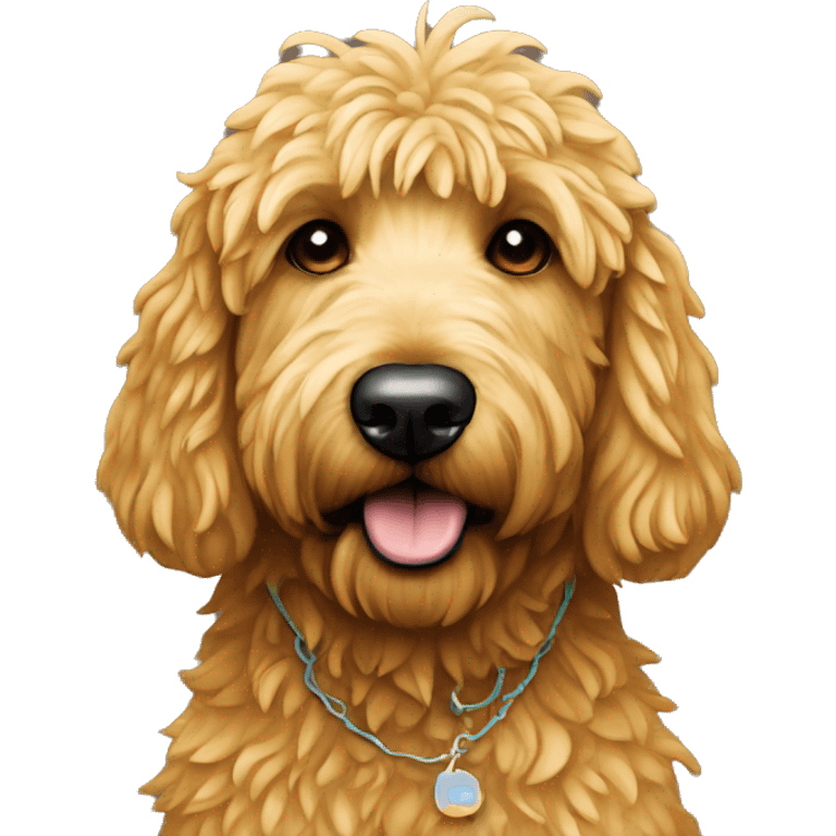 Golden doodle wearing drip emoji