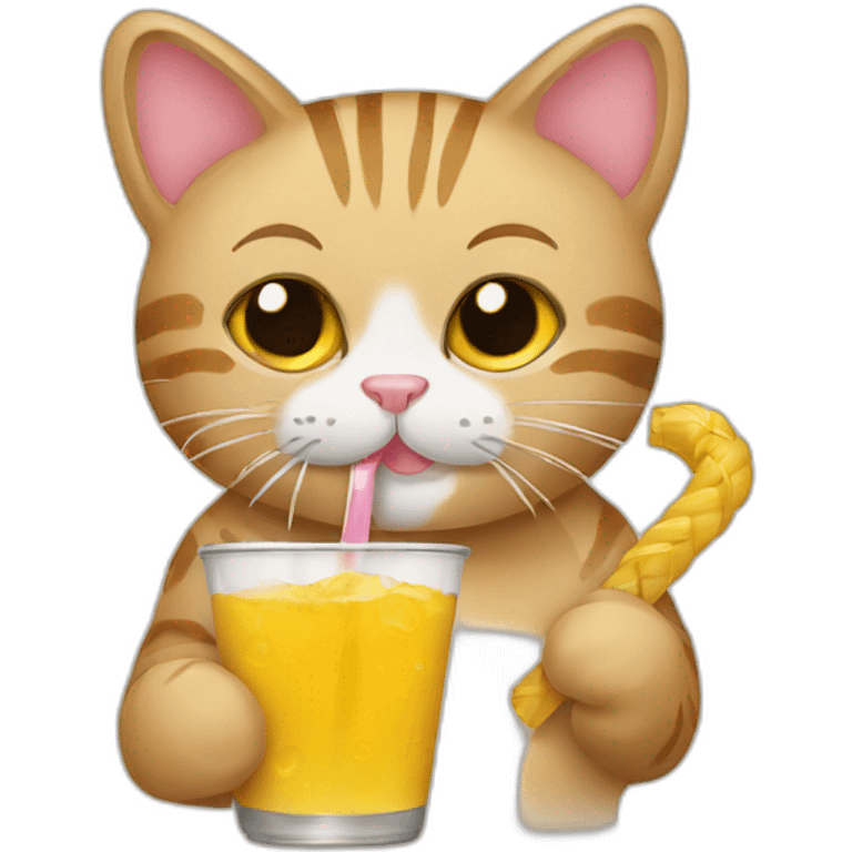 Cat drinking from straw emoji