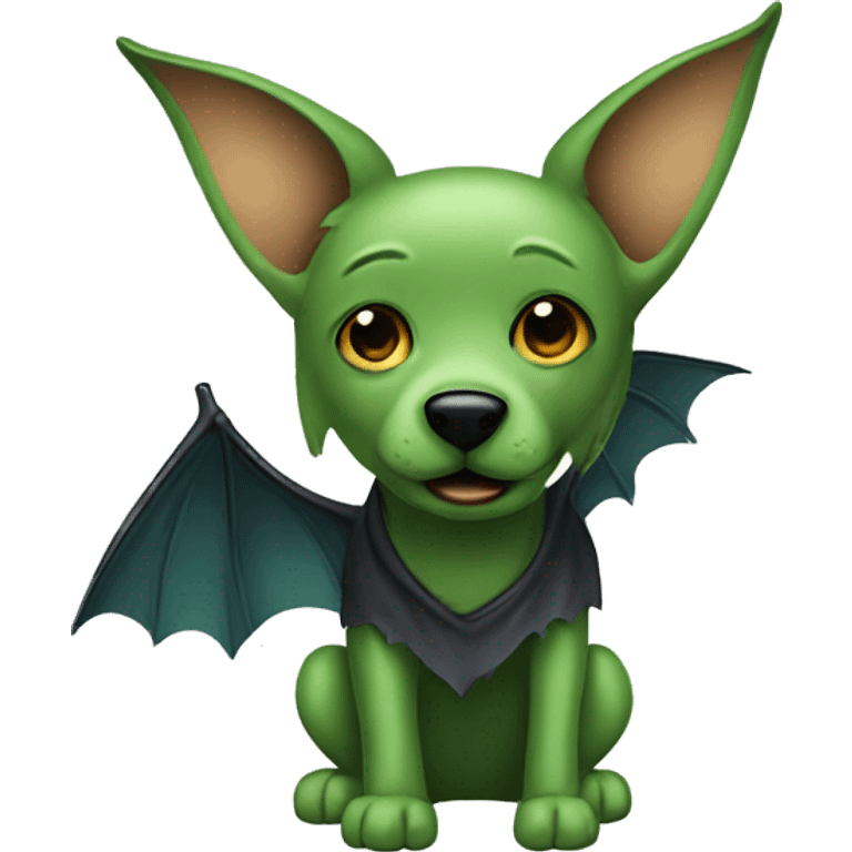 green dog with bat wing emoji