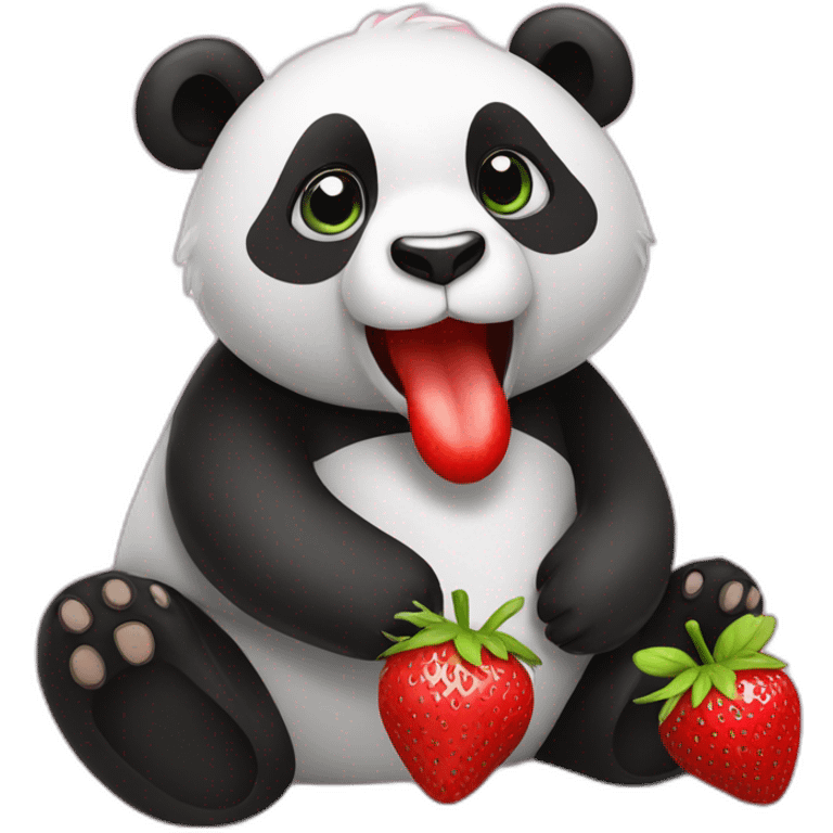 Panda + straberry love  emoji