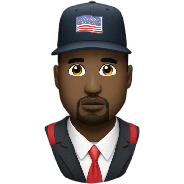 Kanye West with a Donald trump hat emoji