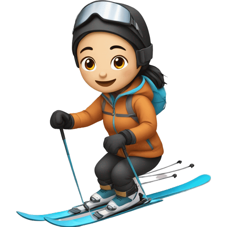 Asian girl skiing emoji