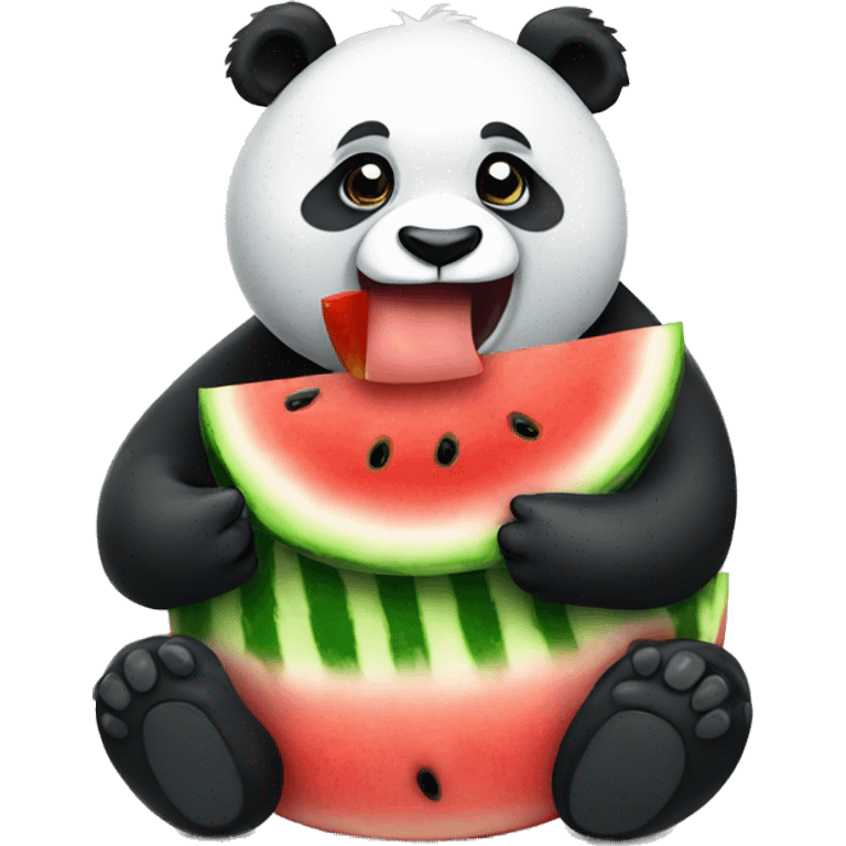 Panda eating watermelon emoji