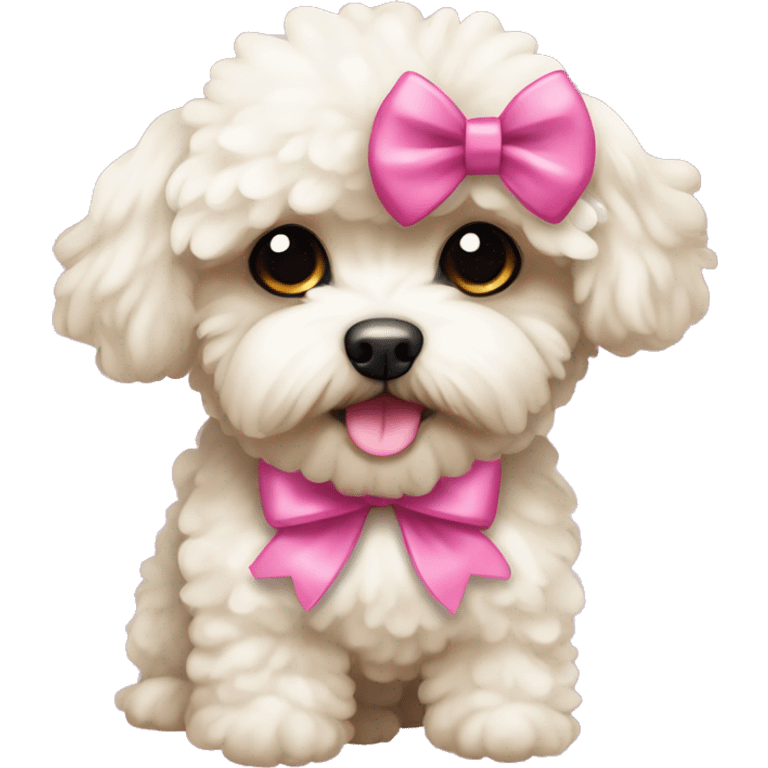 Maltipoo with a pink bow emoji