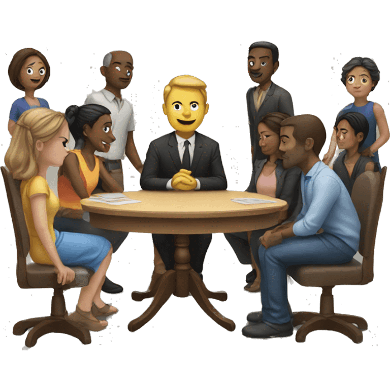 people in a room sitting at a table emoji