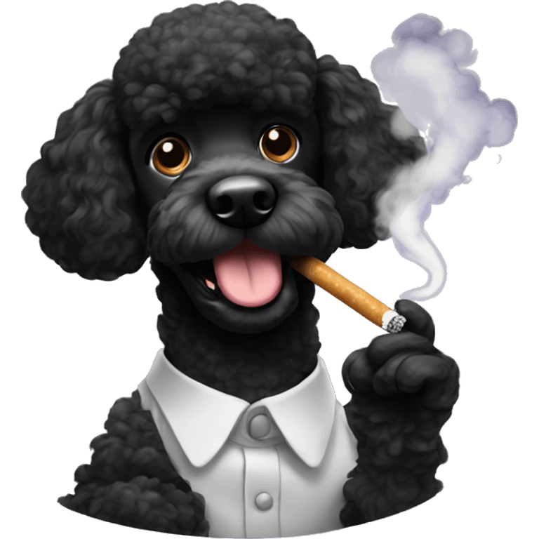 Black poodle smoking emoji