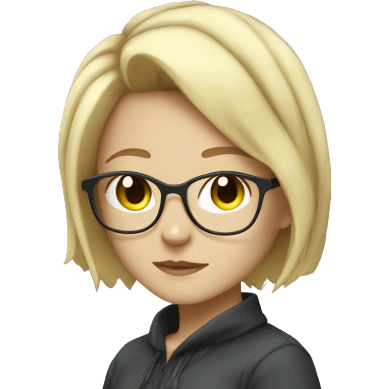 Anime girl with glasses and short blonde hair emoji