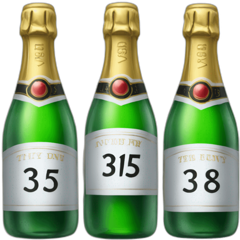 the number 375 with champagne bottles on either side emoji