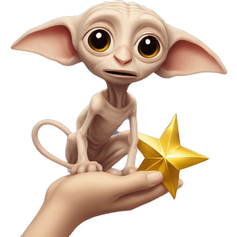 Dobby holds a golden star in his hand emoji