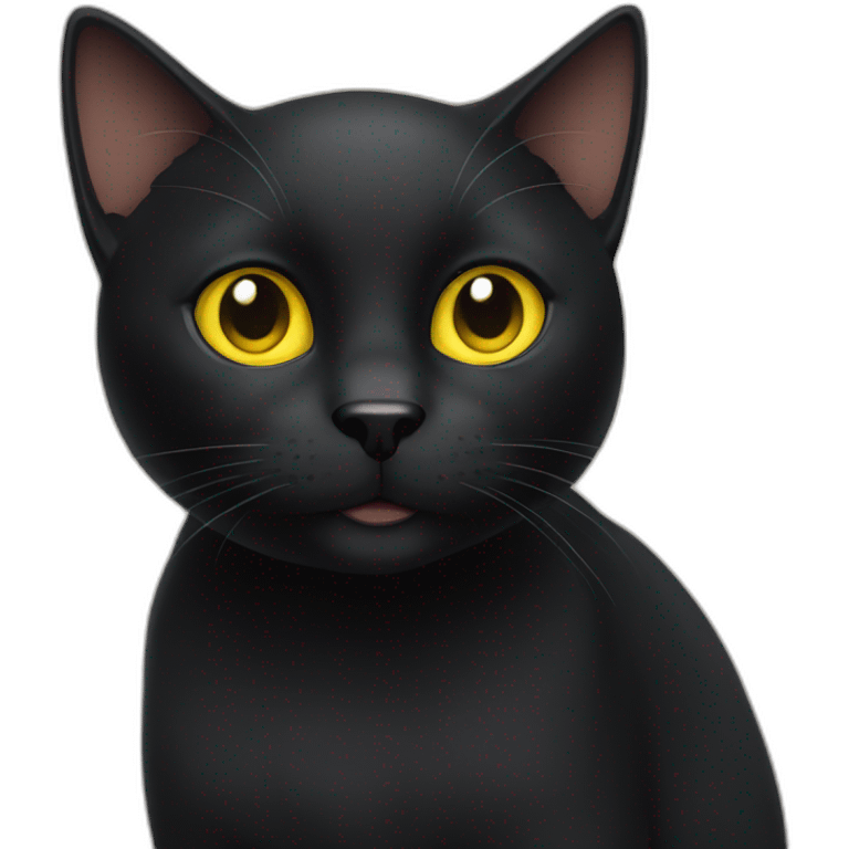 A black cat with yellow eyes having the zoomies emoji