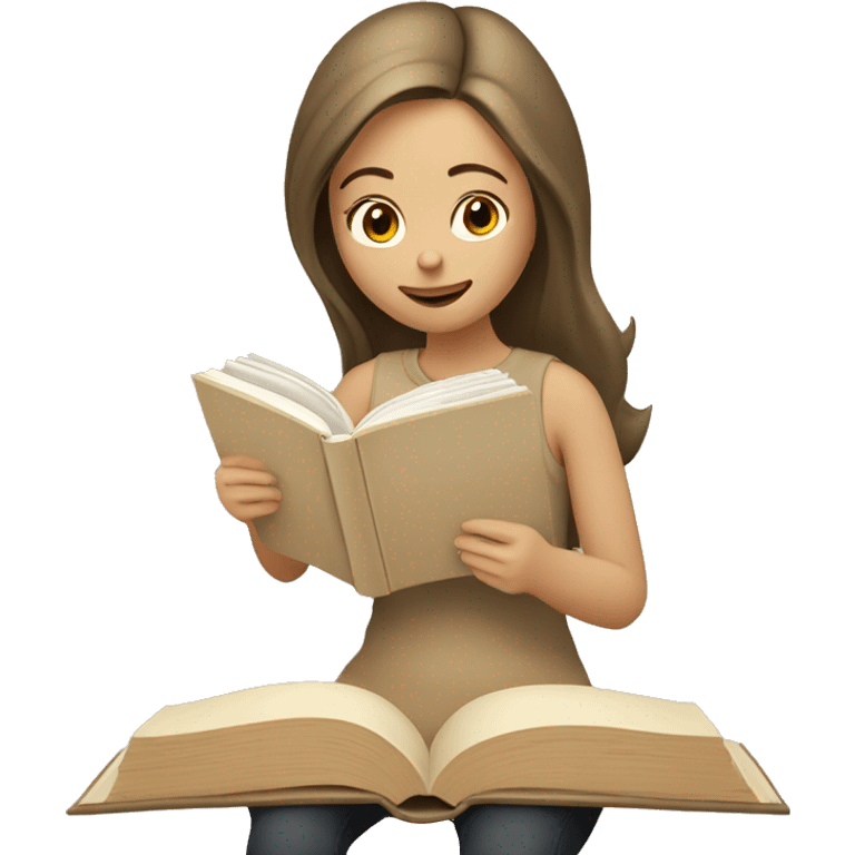 Girl reading a book. In beige tones  emoji