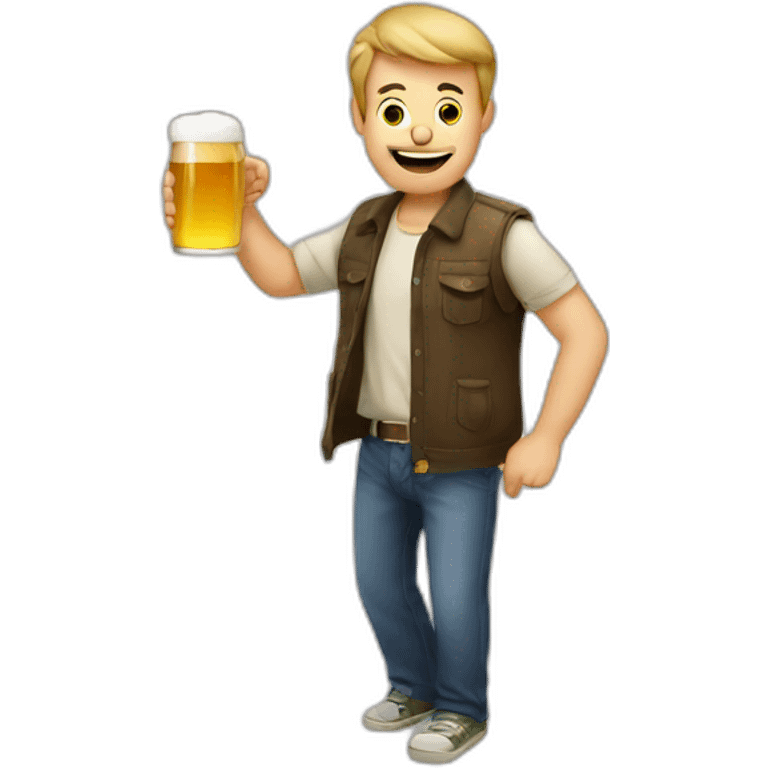 drunk guy with beer and emoji