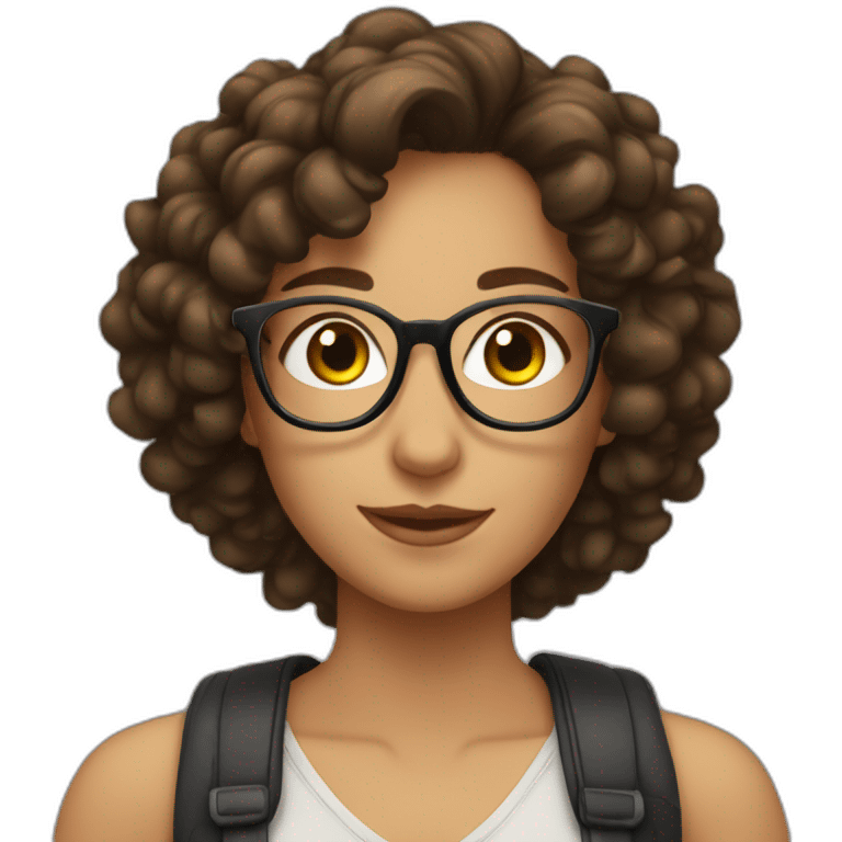 brunette girl with glasses and curly hair with text "approved" emoji