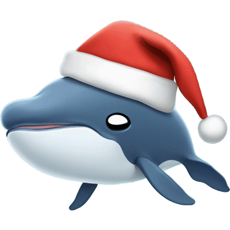 Whale waking up from sleep with Christmas hat emoji