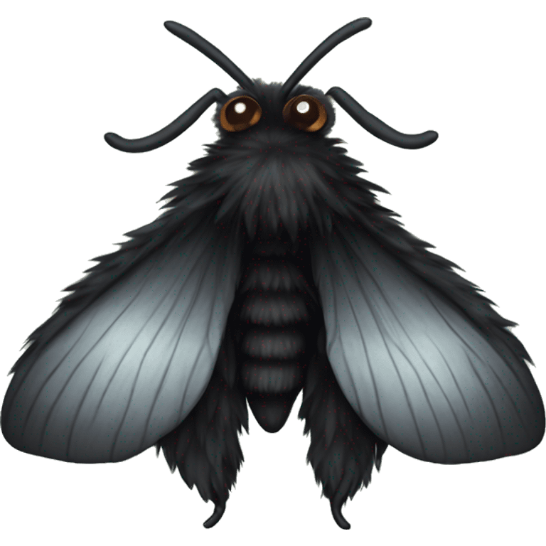 Black fluffy moth emoji