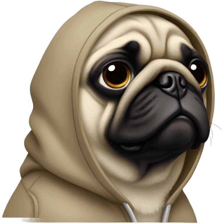 Pug wearing a hoodie emoji