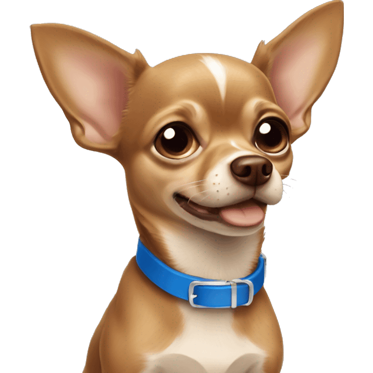 Brown Chihuahua with blue collar emoji