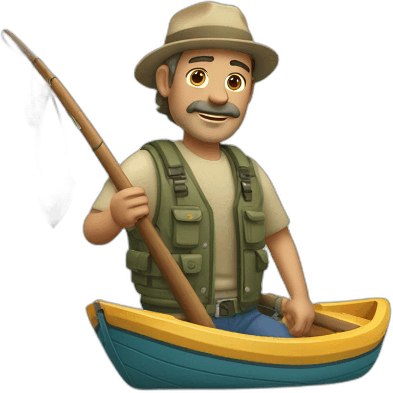 pescador con una gran caña de pescar emoji