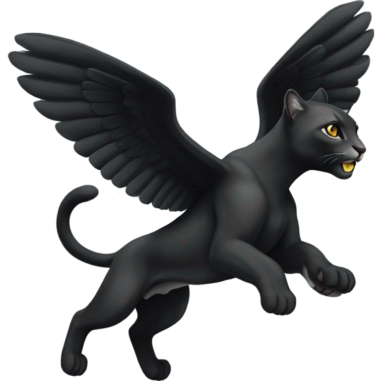 winged black puma flying emoji