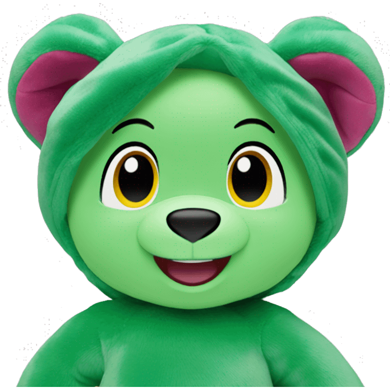 Green beanie buddy bear ariel from ty collection emoji