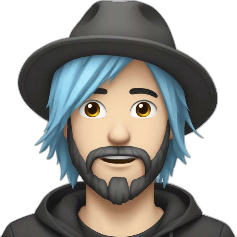 emo guy with beard and hat hype face emoji