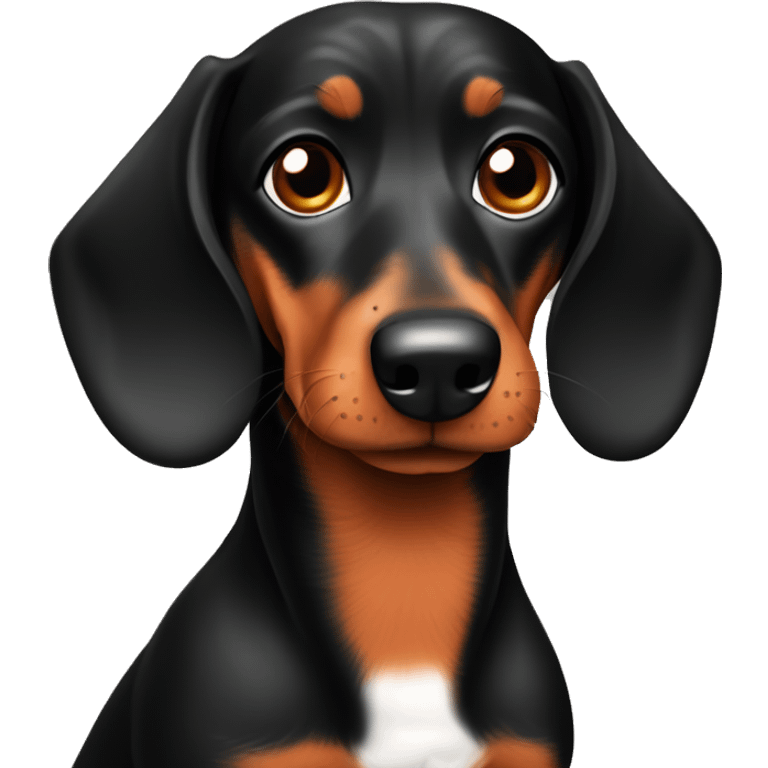 Dachshund black and rust face cartoon like emoji