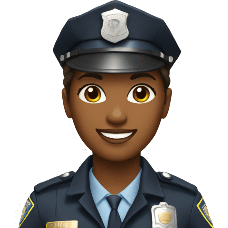 A police woman, brown skin, happy emoji