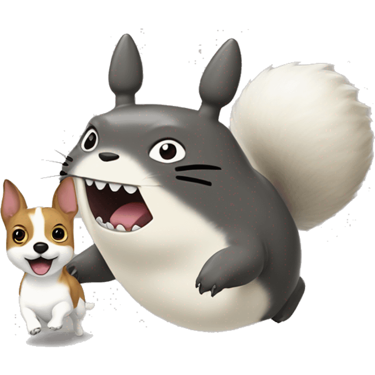 Totoro chasing a jack russel emoji