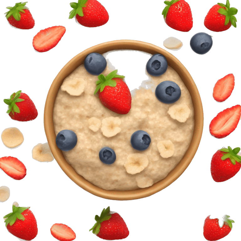 Oatmeal porridge with berries and fruits emoji