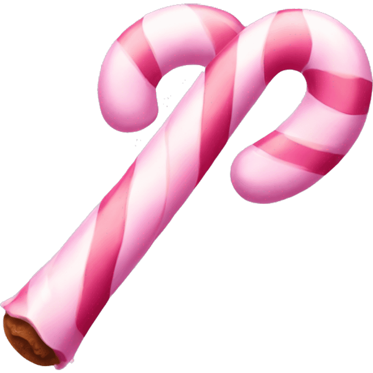 Pastel pink sparkly candy cane emoji