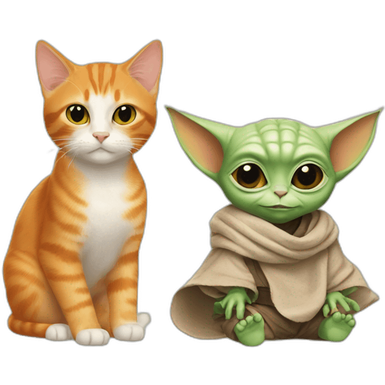 Orange cat and baby yoda emoji