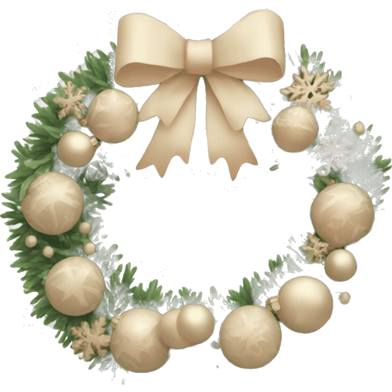 Pastel beige Christmas wreath emoji