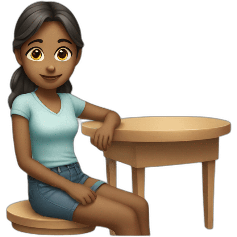 Girl sitting on table emoji