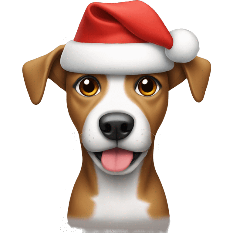 Dog wearing a Christmas hat emoji