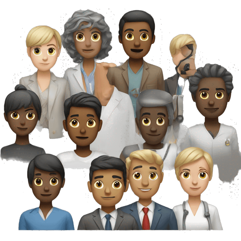 humans connected by links serious, professional emoji