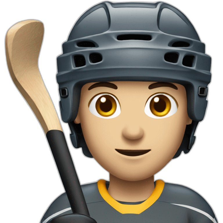 Hockey player holding stick emoji