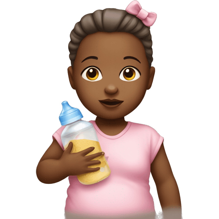 baby girl with feeding bottle emoji