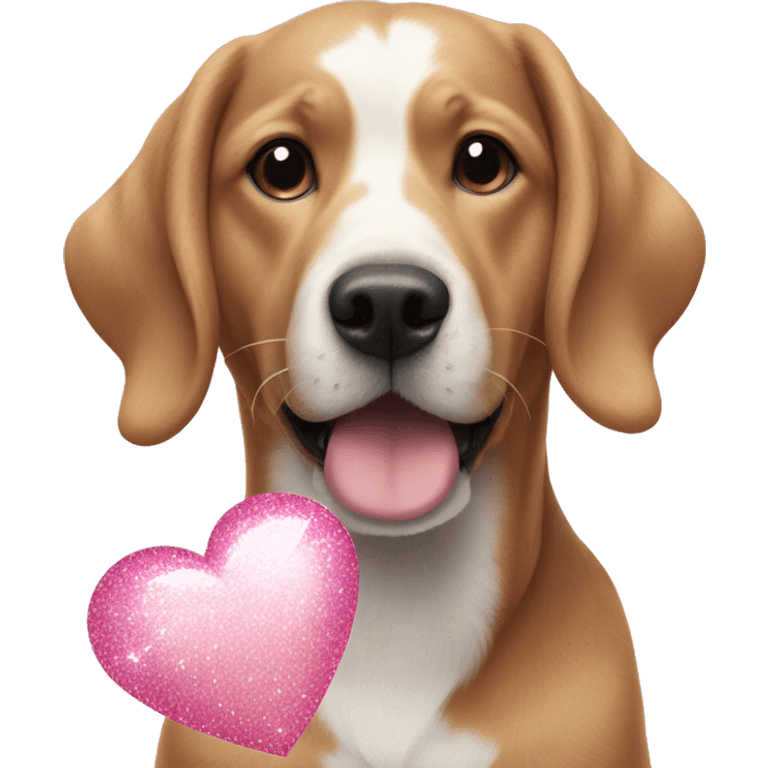 light pink sparkly heart next to dog emoji