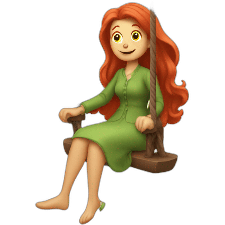 Old Lady with Long red Hair on a swing emoji