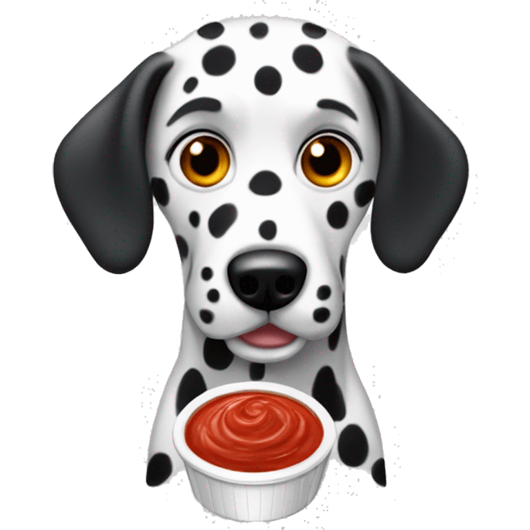 Dalmatian dog with salsa dip emoji