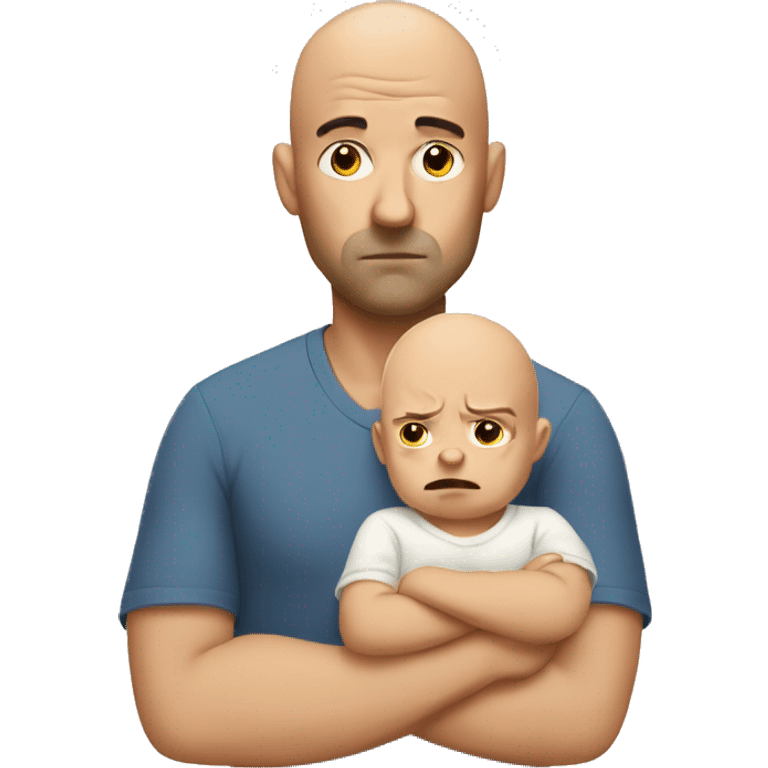 disappointed bald man with baby emoji