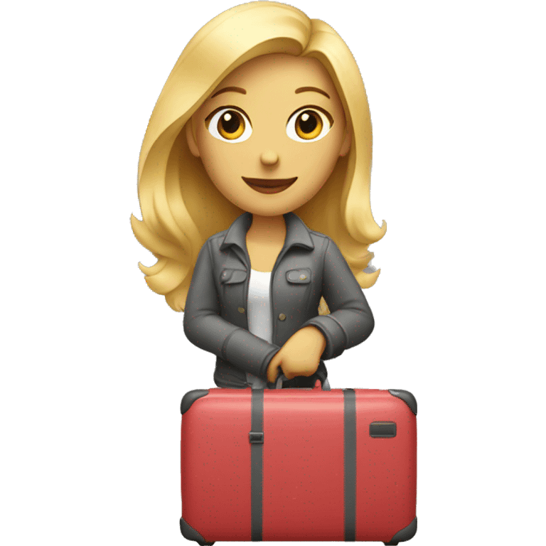 blonde woman with luggage emoji