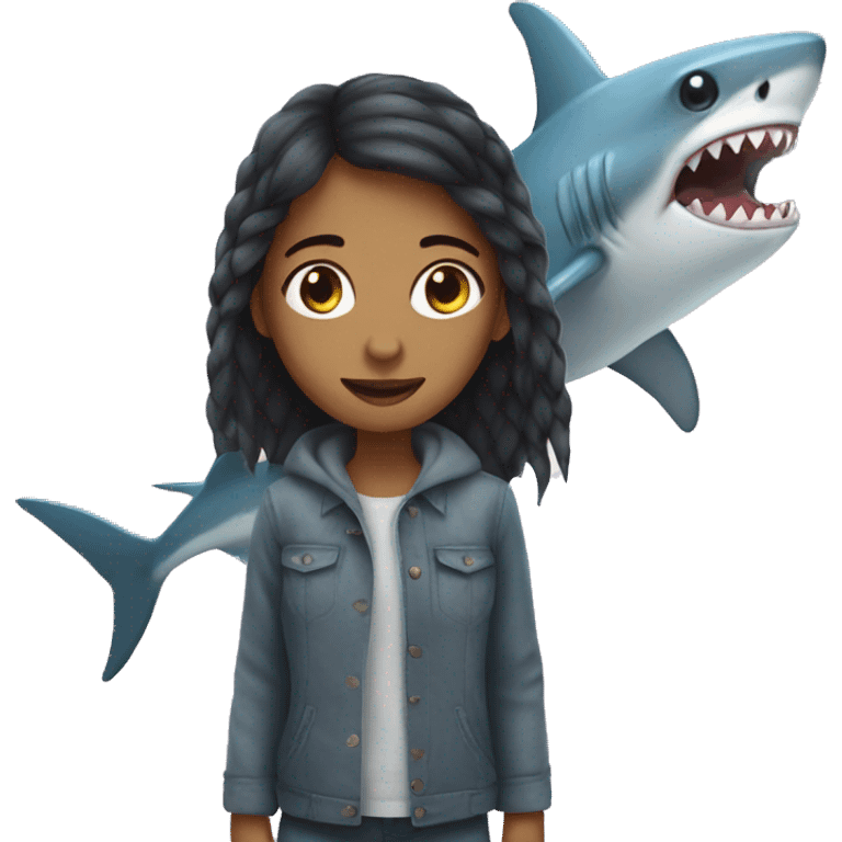 girl with shark emoji